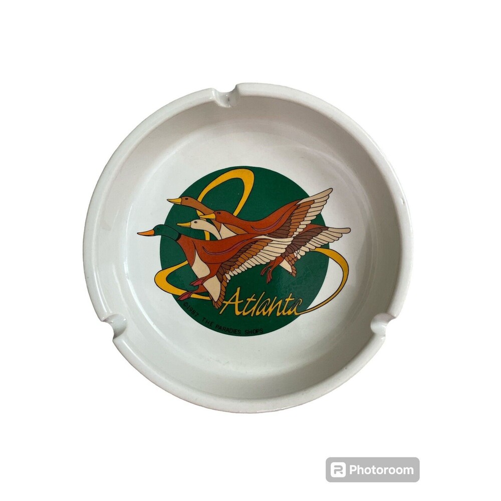 Vintage Atlanta Ceramic Ashtray 1987 Mallard Ducks The Paradies Shops